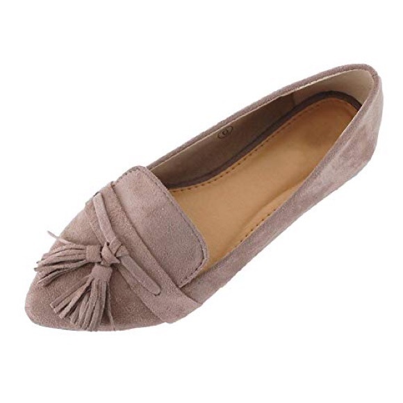 5⭐️TAUPE TASSEL SLIP ON POINTED TOE LOAFERS- Shoe - Picture 4 of 4